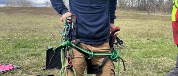 Tree Removal Safety Training with professionals climbing & rescuing trees in Bloomington, IN