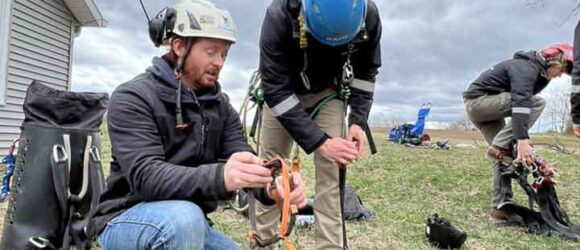 Arborists Preparing for a Tree Removal Safety Training in Bloomington, in